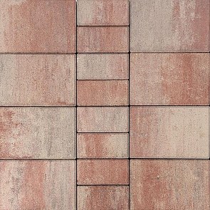 Тротуарная плитка вибропрессованная МОЗАИКА Color Mix Фламинго | 200х200 | BRAER